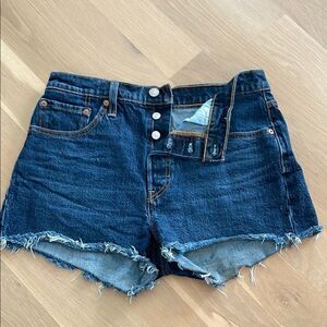 NWOT Levi's 501 Blue Jean Shorts with Distressed Hem